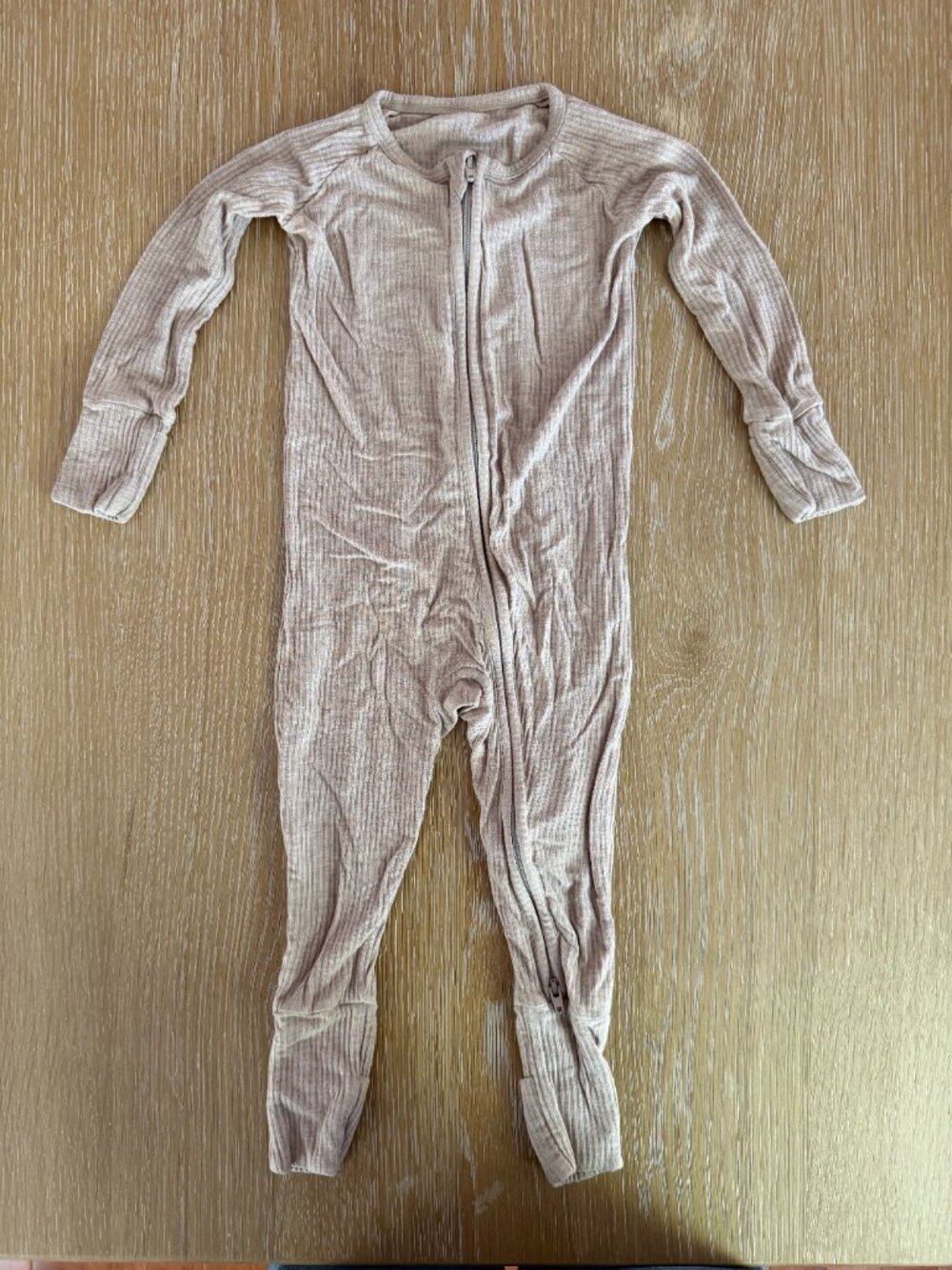 Little Sleepies Heather Stone Ribbed Zippy Size 12-18 months
